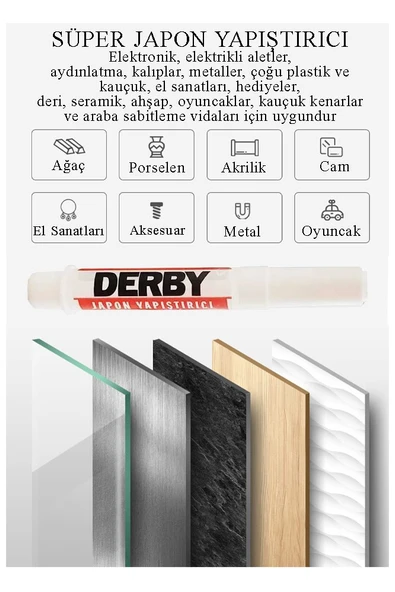 Japon Yapıştırıcısı Derby 3 Adet Mini Parmak Japon Yapıştırıcı Kuvvetli Hızlı Yapıştırıcı 1.5 Gr 3 Adet - 2