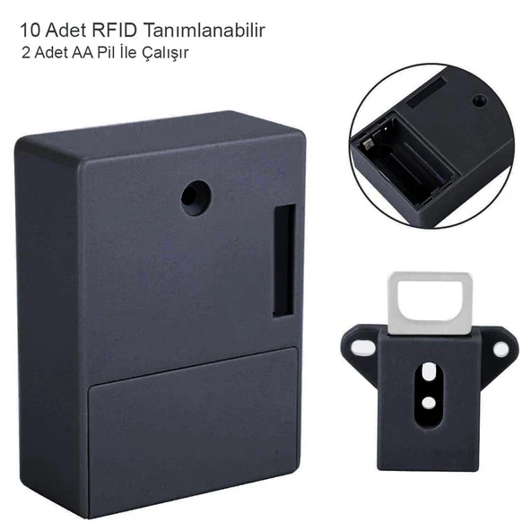Ayt Powermaster Pm-26971 Gizli Çekmece Dolap Rfıd Kapı Güvenlik Kilidi Keyfob Çipli Kilidi - 3