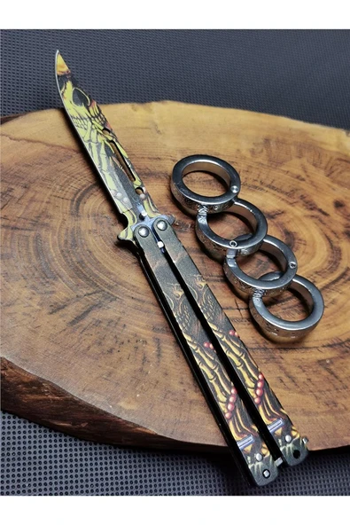 Süpertrend 21 cm Kelebek Paslanmaz Çelik Çakı ve  Katlanır Parmak Yüzük İle Beraber 5004586600