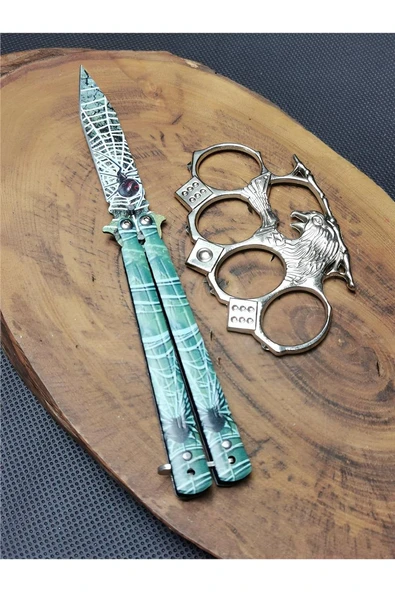Süpertrend 21 cm Benchmade Gökkuşağı Kelebek ve Katlanır Yüzük Musta Seti 5004586696