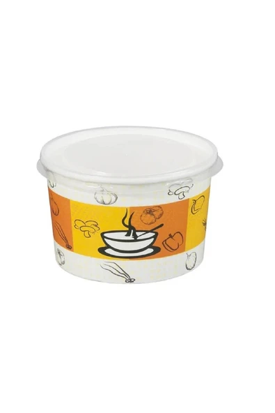 Kruvazör  Şeffaf Kapaklı Karton Çorba Kasesi 16oz 11x6cm 25li
