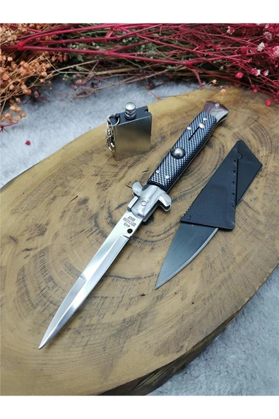 Süpertrend 3 Parça 21 cm italyan stiletto Otomatik Paslanmaz Çelik Çakı Bıçak Seti SCK458379