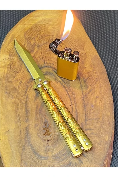 Kruvazör 21 cm Gold Kelebek ve Ejder Çakmak Seti SS996458991