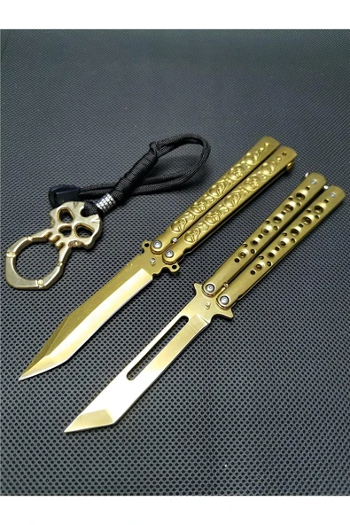 Kruvazör 21 cm Paslanmaz Çelik 2 Adet Gold Renk Kamp Çakı - 2