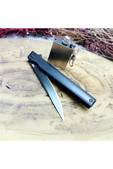 Kruvazör 19 cm ahşap kabzeli çelik m390 çakı yanında zippo kibrit ile birlikte