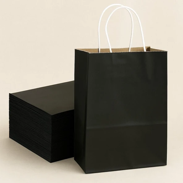 Süpertrend  Roll-up Kraft Çanta Siyah Küçük Boy 18x24cm 25li