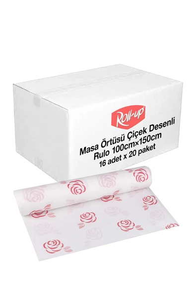 Süpertrend  Roll-up Rulo Kağıt Masa Örtüsü Çiçek Desenli 100 X 150cm 16 Yaprak X 20 Rulo (koli)