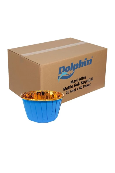 Süpertrend  Dolphin Muffin Kek Kapsülü Mavi-altın 25 Adet X 60 Paket-koli