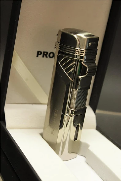 Süpertrend Promise 4 Torch/Alevli ve Özel Kutulu Metal Puro Çakmağı (Gümüş Rengi) - 3