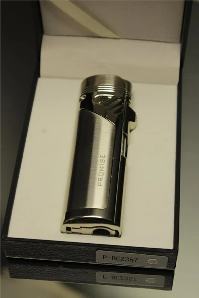 Süpertrend Promise 4 Torch/Alevli ve Özel Kutulu Metal Puro Çakmağı (Gümüş Rengi) - 5