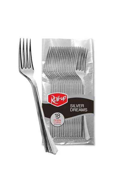 Kruvazör  Roll-up Metal Görünümlü Plastik Çatal 18li