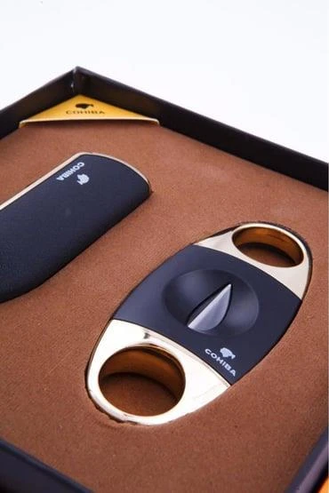 Süpertrend Cohiba 3 Torch Çakmak V Kesici İkili Mat Siyah-Gold Puro Seti CST0212 - 2