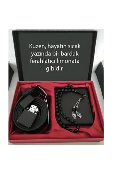 Süpertrend Alsepeteavm Kuzen e Hediye Cüzdan Kemer Tespih Çakmak Seti