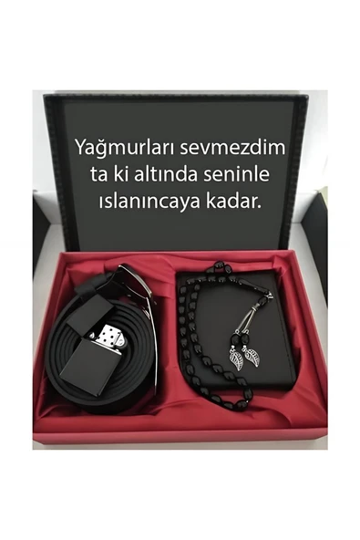 Süpertrend Alsepeteavm Sevgiliye Özel Hediye Cüzdan Kemer Tespih Çakmak Set