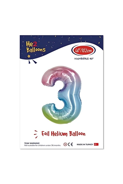 Süpertrend 3 Rakam Rainbow Folyo Balon 40"