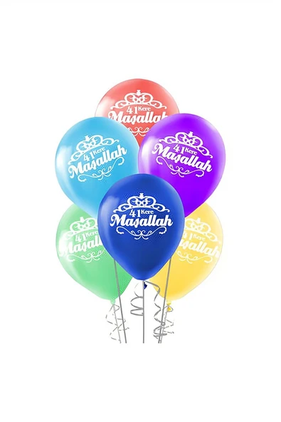 Süpertrend 41 Kere Maşallah Baskılı Karışık Renk Balon 11" - 2