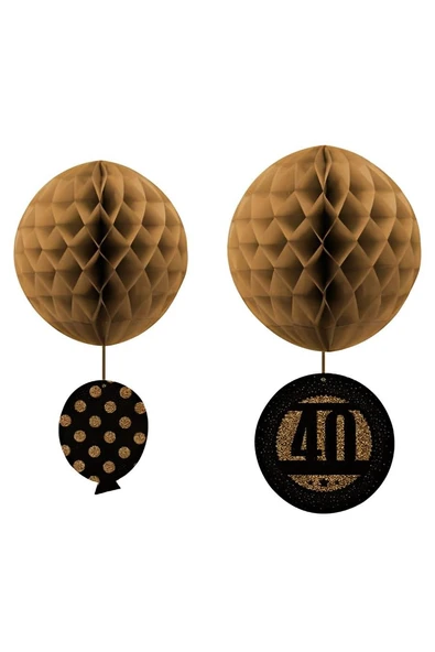 Süpertrend 40th Birthday Paper Honeycomb Balls Set