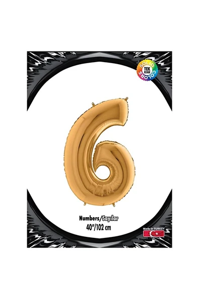 Süpertrend 6 Rakam Altın Folyo Balon 40"