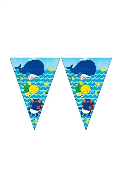 Süpertrend Happy Fishes Triangle Flag Banner - Blue