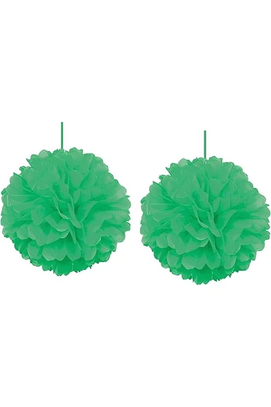 Süpertrend Yeşil Ponpon Süs 30 cm 2'li