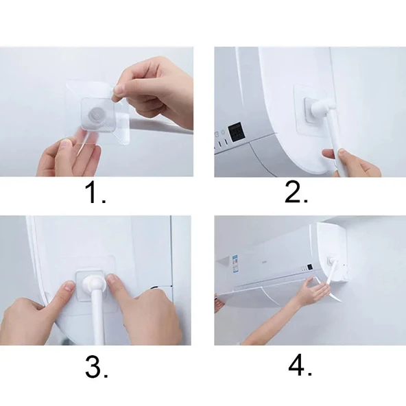 Ayarlanabilir Klima Hava Yönlendirici Aparat, 58-102cm, ABS Malzeme, Beyaz, Kolay Montaj - 4