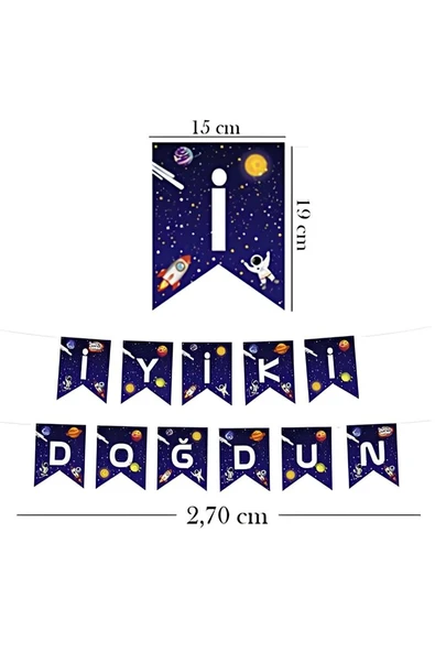 Süpertrend Rocket Space İyi Ki Doğdun Paper Letter Banner - 2