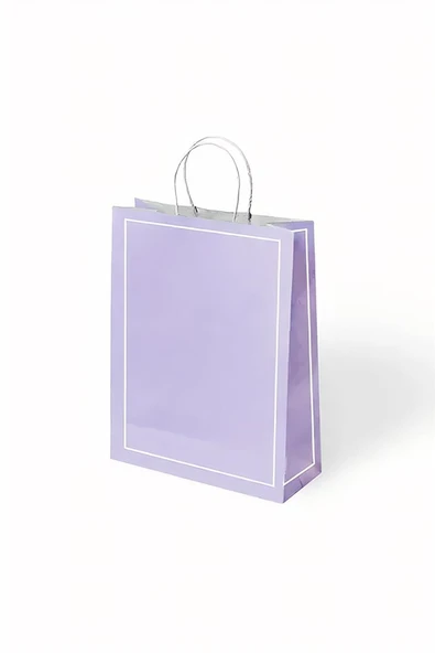 Süpertrend Lila Makaron Büküm Saplı Kraft Çanta 25x31cm