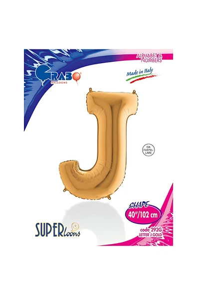 Süpertrend J Harf Grabo Altın Folyo Balon 40"