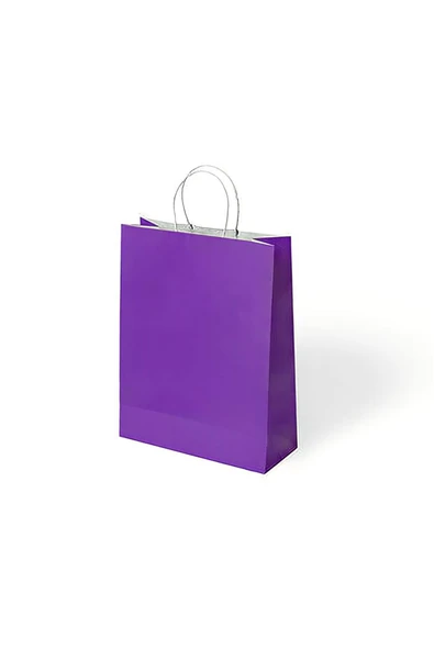 Süpertrend Mor Büküm Saplı Kraft Çanta 18x24cm