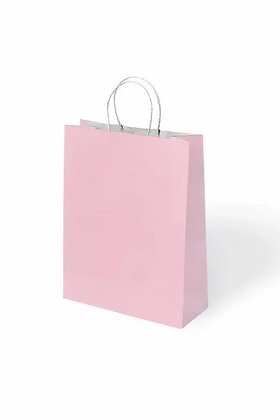 Süpertrend Pembe Büküm Saplı Kraft Çanta 15x20cm