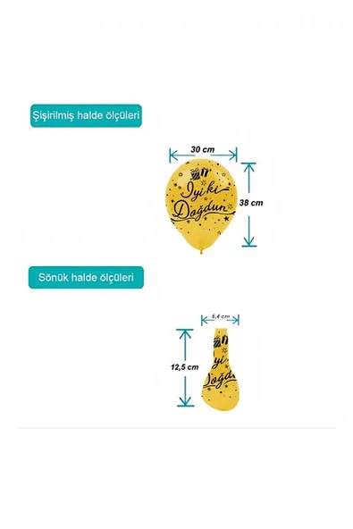 Süpertrend Siyah İyi Ki Doğdun Baskılı Metalik Altın Balon 12" - 3
