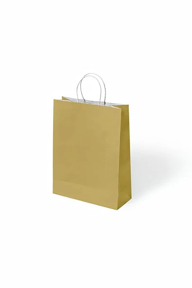 Kruvazör Altın Büküm Saplı Kraft Çanta 18x24cm