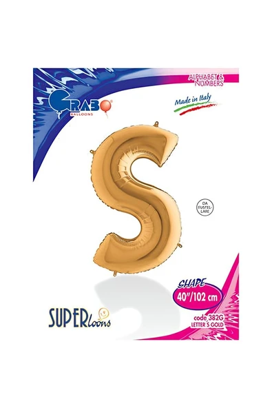 Süpertrend S Harf Grabo Altın Folyo Balon 40"