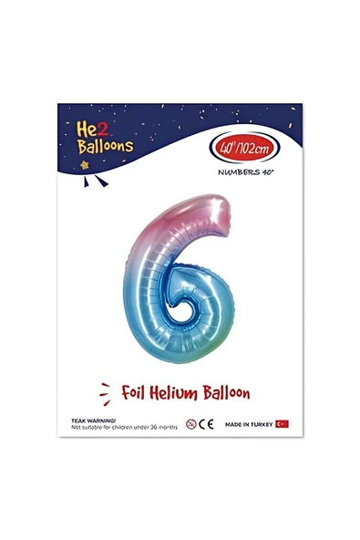 Kruvazör 6 Rakam Rainbow Folyo Balon 40"