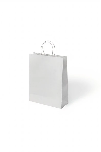 Kruvazör Beyaz Büküm Saplı Kraft Çanta 15x20cm