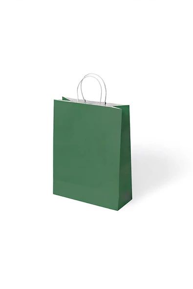 Süpertrend Yeşil Büküm Saplı Kraft Çanta 15x20cm