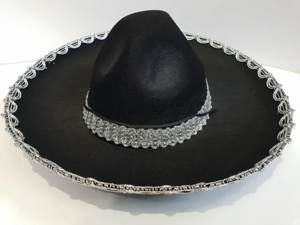 Süpertrend Gümüş Renk Şeritli Meksika Mariachi Latin Şapkası 55 cm Çocuk - 2