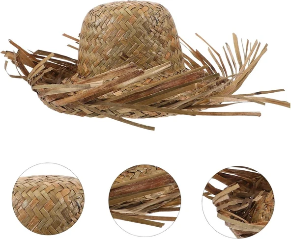 Süpertrend Tropikal Parti Naturel Hasır Hawaii Şapkası 13x36 cm