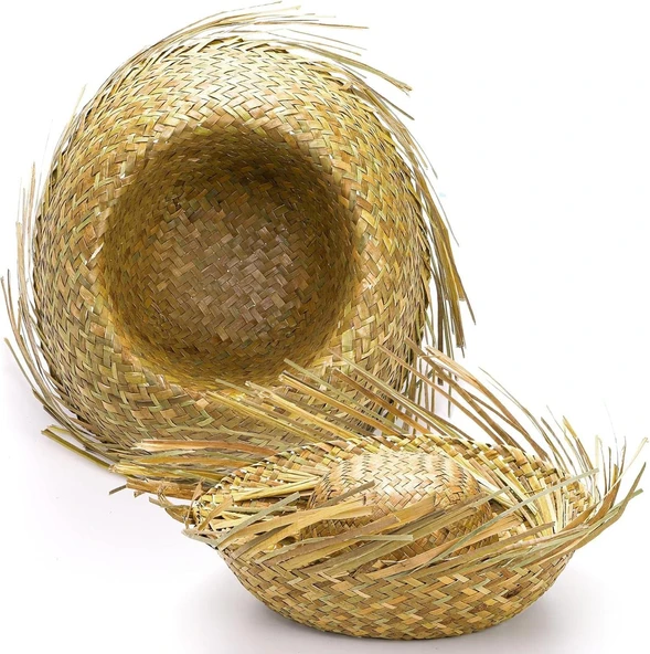 Süpertrend Tropikal Parti Naturel Hasır Hawaii Şapkası 13x36 cm - 3