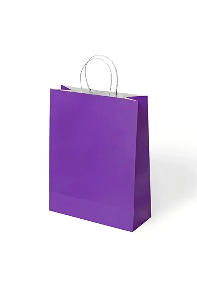 Kruvazör Mor Büküm Saplı Kraft Çanta 31x41cm