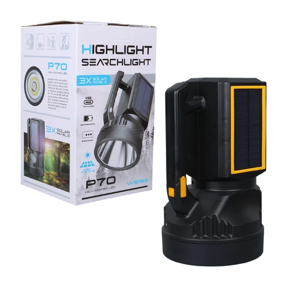 Ayt PowerMaster MX-W5193-P50 Solar Güneş Enerjili Şarjlı Işıldak Kamp Ev Tipi El Feneri - 4