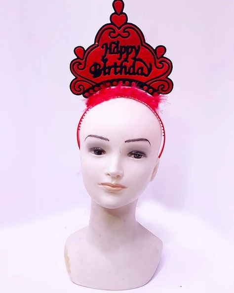 Süpertrend Happy Birthday Neon Kırmızı Renk Doğum Günü Tacı 24x15 cm