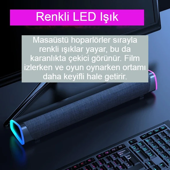 Bluetooth Hoparlör V8 Soundbar Güçlü Bas Kablolu TV Bilgisayar Uyumlu 6W - 7