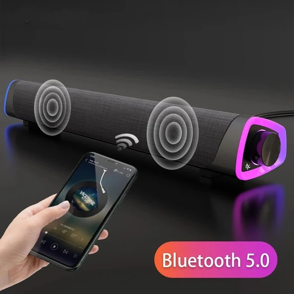 Bluetooth Hoparlör V8 Soundbar Güçlü Bas Kablolu TV Bilgisayar Uyumlu 6W - 8