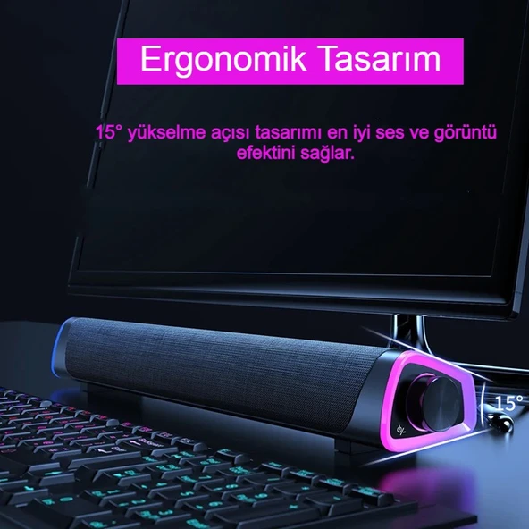 Bluetooth Hoparlör V8 Soundbar Güçlü Bas Kablolu TV Bilgisayar Uyumlu 6W - 5