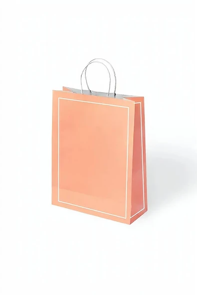 Kruvazör Turuncu Makaron Büküm Saplı Kraft Çanta 25x31cm