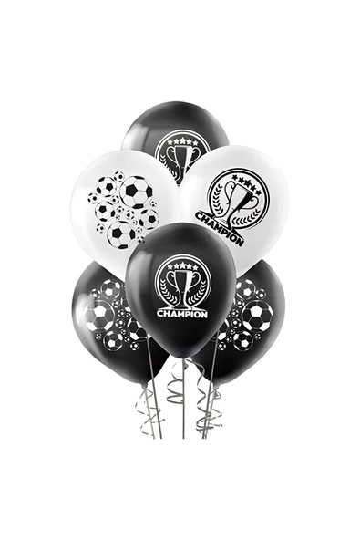 Kruvazör Champion Baskılı Siyah Pastel Balon 12" - 2