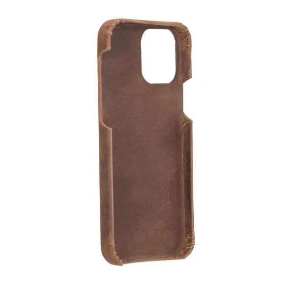 Apple iPhone 12 Pro Uyumlu Deri Arka Kapak F360 G2 Antik Kahve - 4
