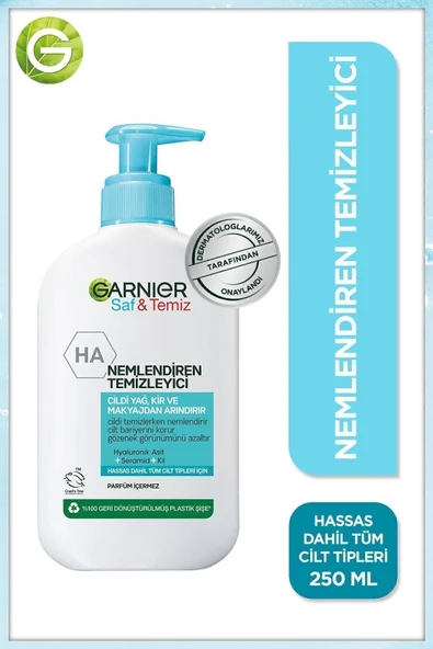 Garnier Saf& Temiz Nemlendiren Temizleyici [ Hyaluronik Asit Seramid Kil] 250 ml Yüz Temizleme Jeli ürün görseli