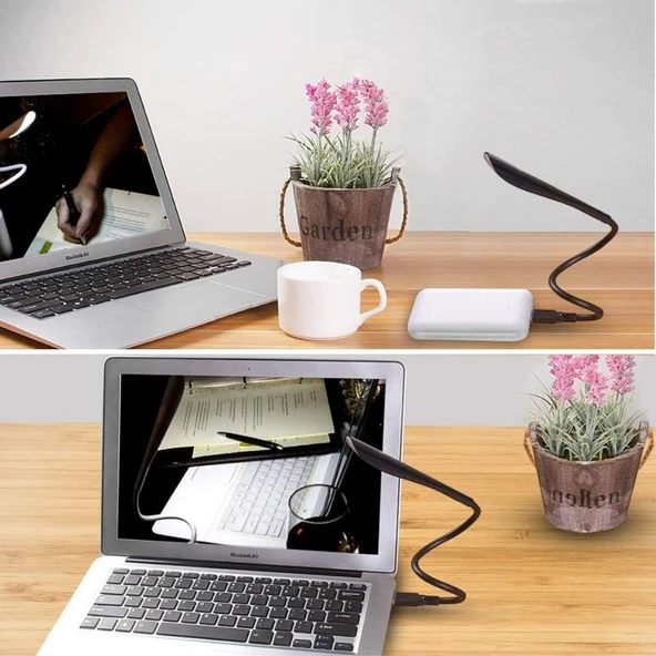 BUFFER USB Girişli 14 Ledli 3 Kademeli Dokunmatik Masa/Kitap Okuma Lambası Ledi Siyah - 5